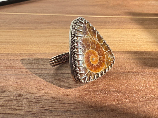 Ammonite Fossil Statement Ring