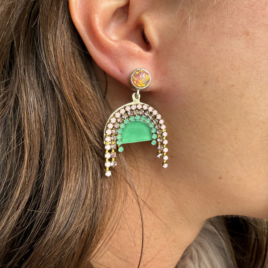 GREEN Rainbow Earrings