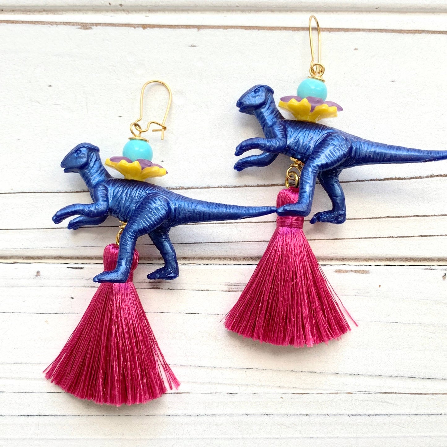 Lenora Dame Cobalt Dinosaur Earrings