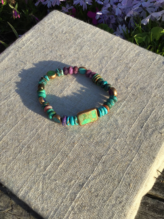 SB Green Rectangle Turquoise Fairy Pillow Bracelet