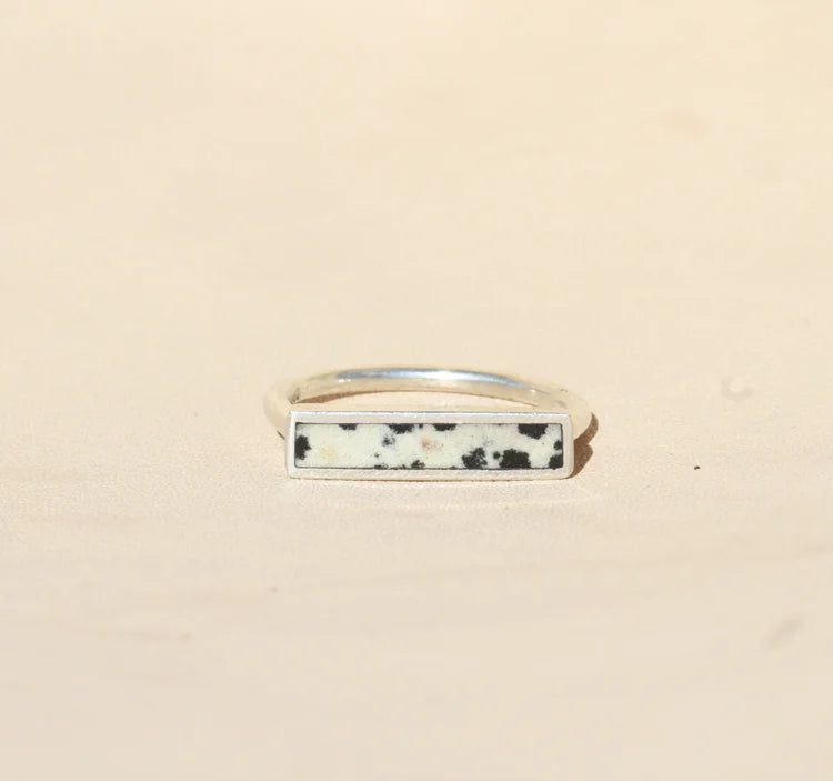 Dalmatian Jasper Stone Stacker Ring
