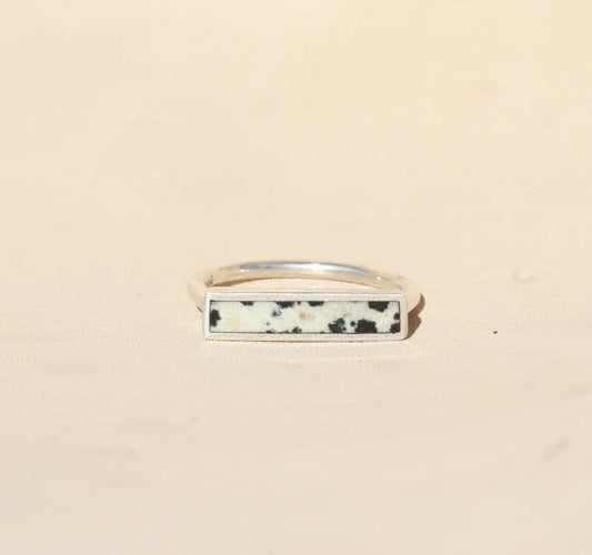 Dalmatian Jasper Stone Stacker Ring