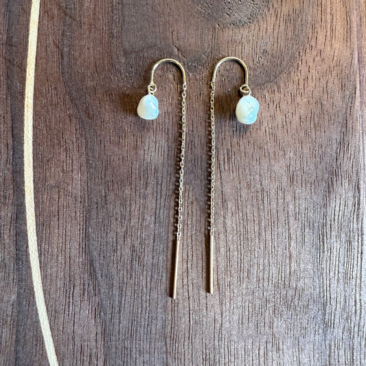 Keishi Pearl Threader Earrings