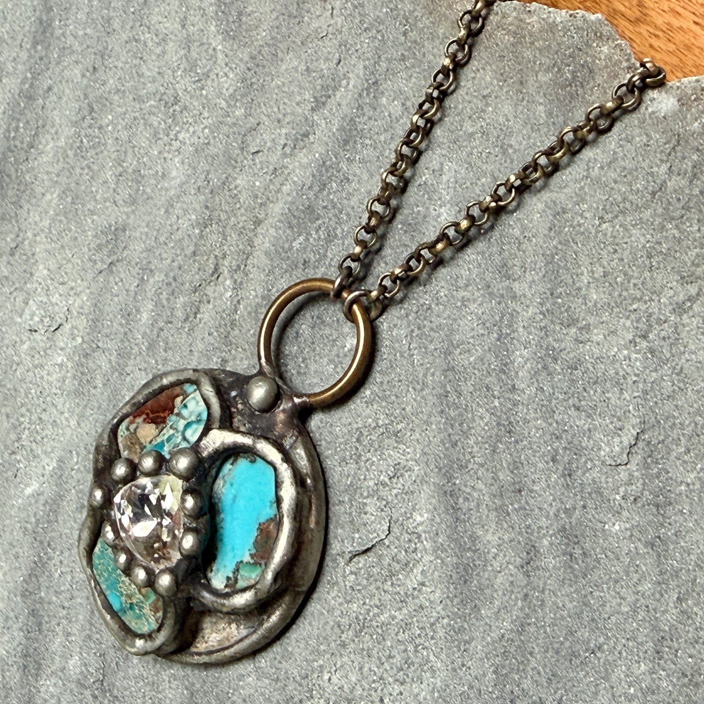 Jasper and Swarovski Medallion Necklace
