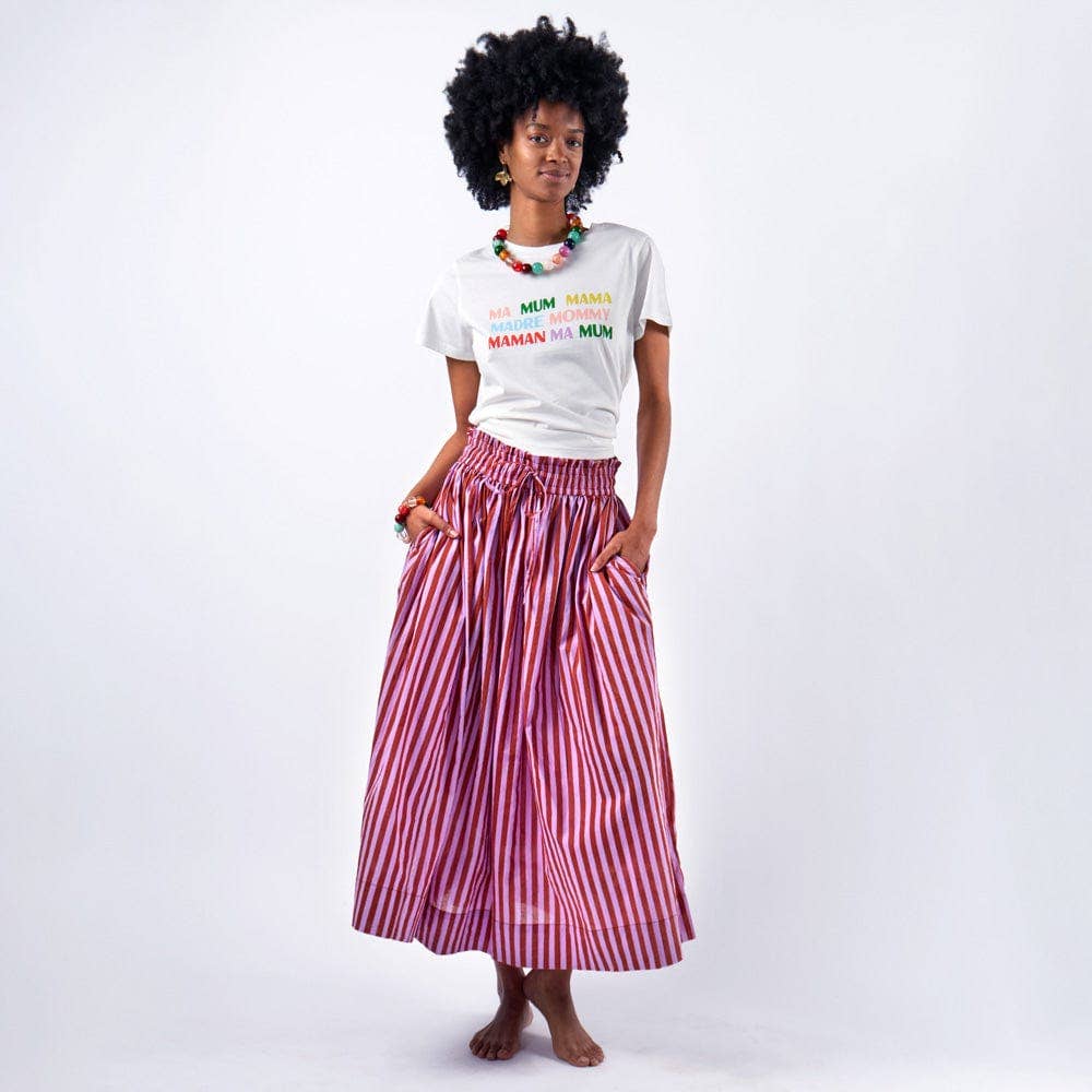Keaton Stripe Skirt Rust + Lilac