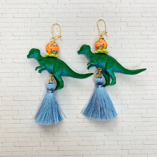 Flora Dinosaur Tassel Earrings