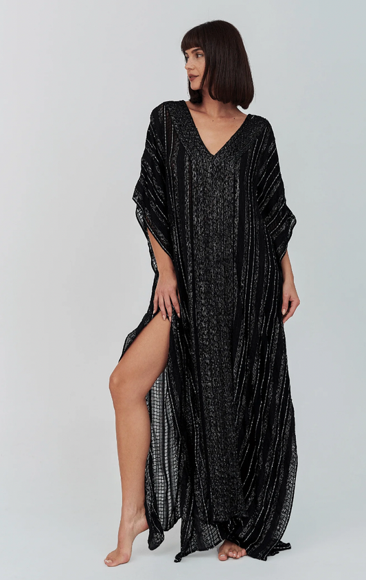 Metallic Weave Thobe: Black / Petite