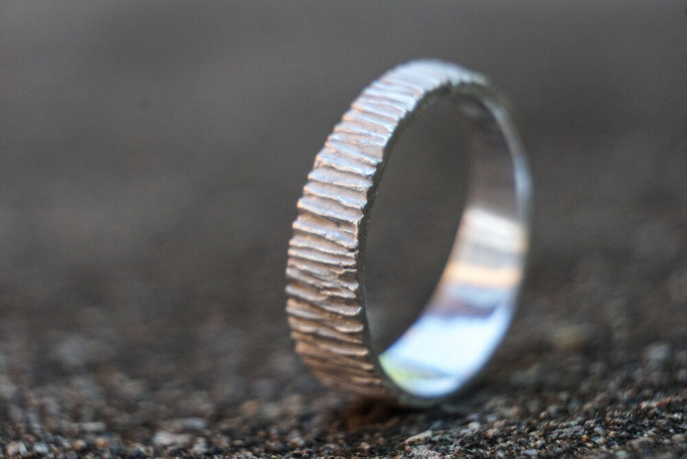 Tapered Bark Band Ring