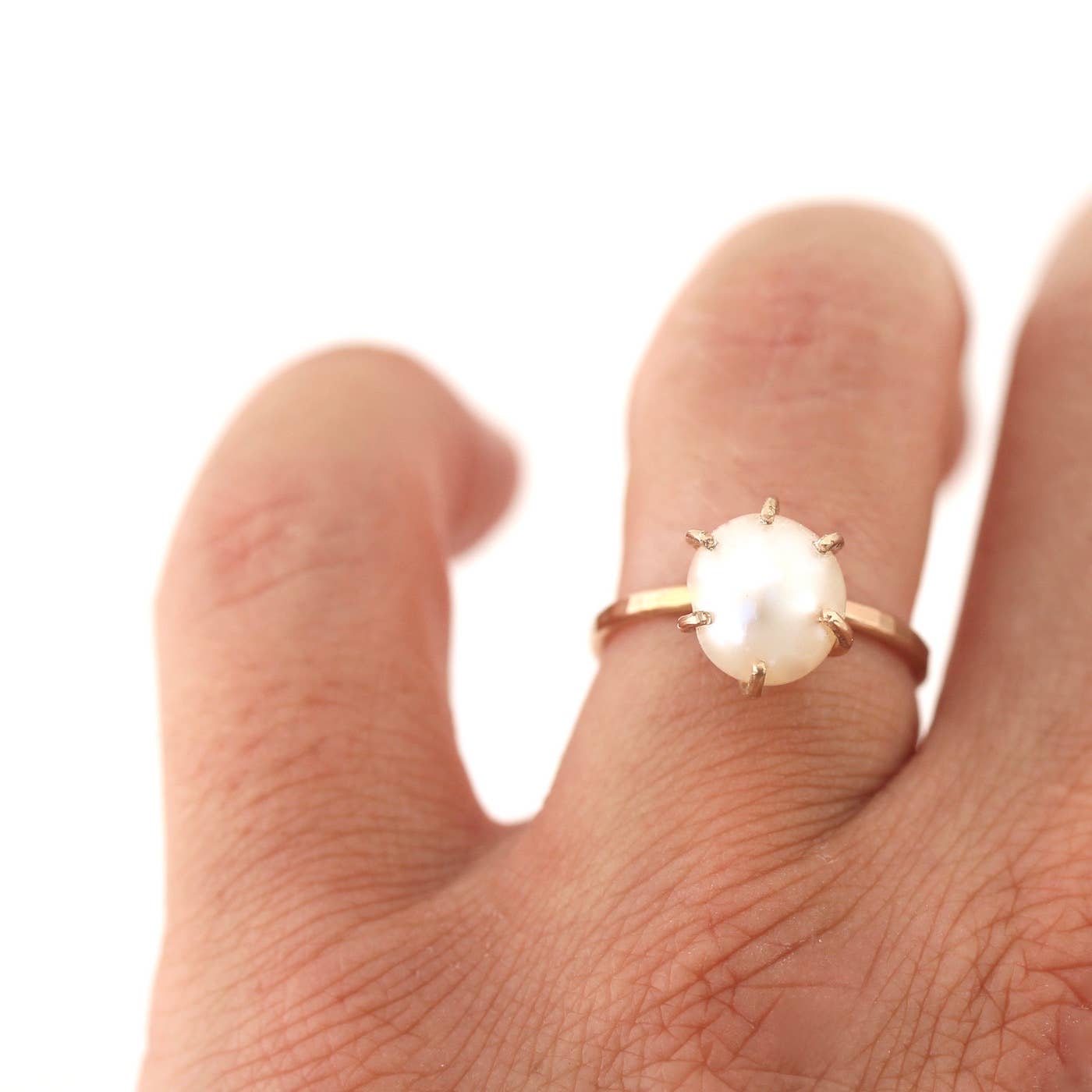 White Freshwater Pearl Ring: 14k Gold Filled