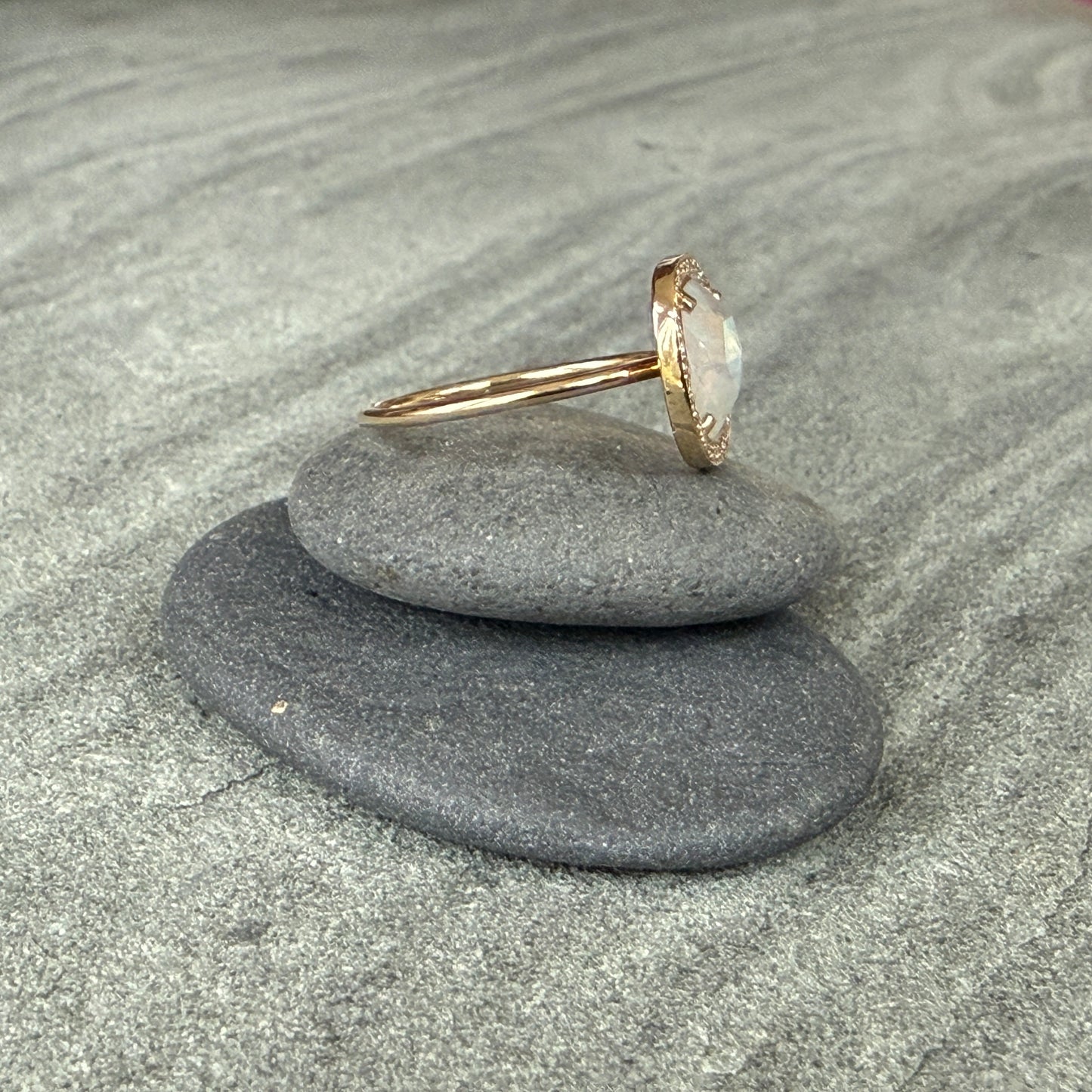 One of a kind "Stella"  Moonstone and Diamond Ring