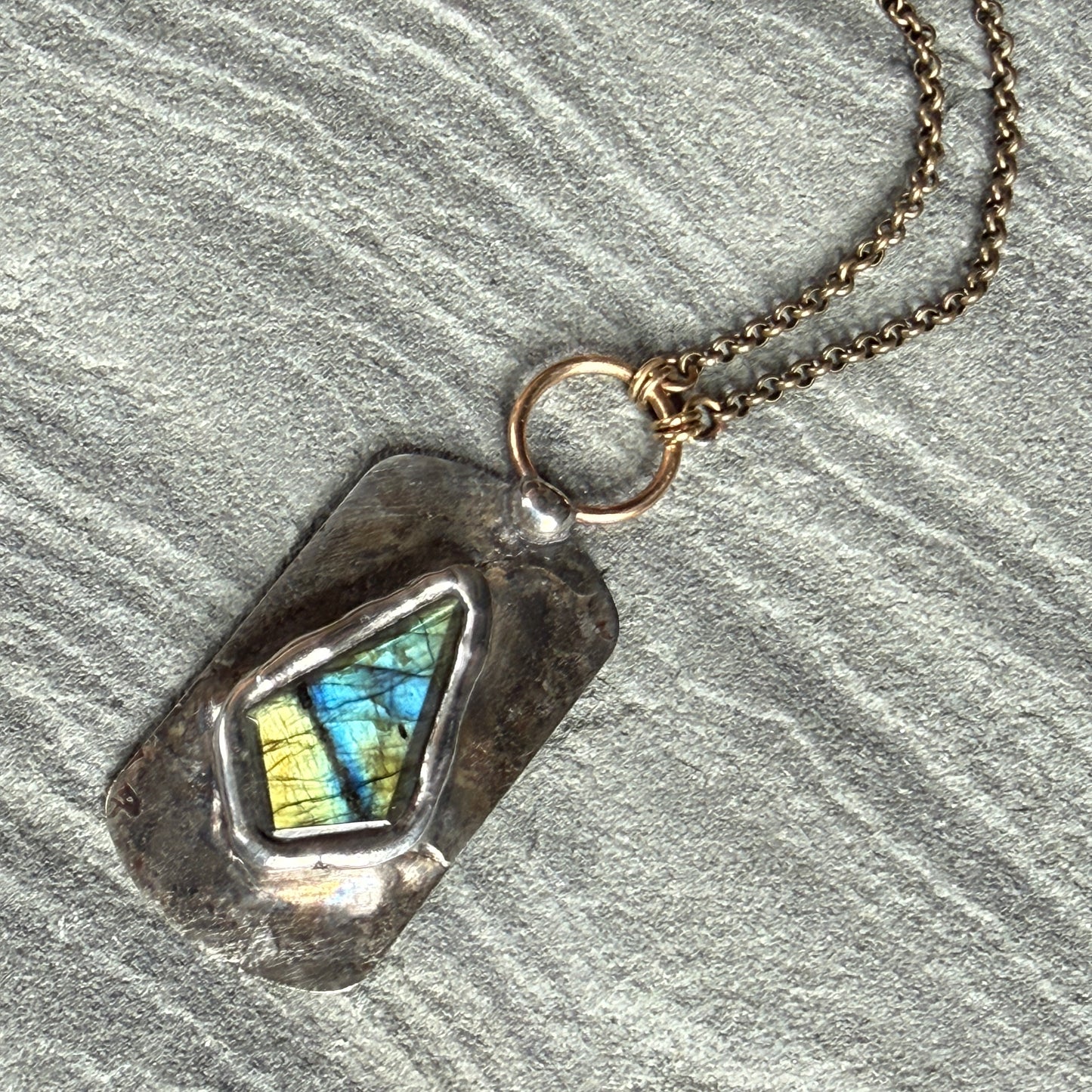 Labradorite Dog Tag Necklace