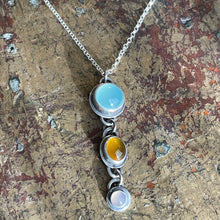 Load image into Gallery viewer, Triple Chalcedony Pendant Necklace