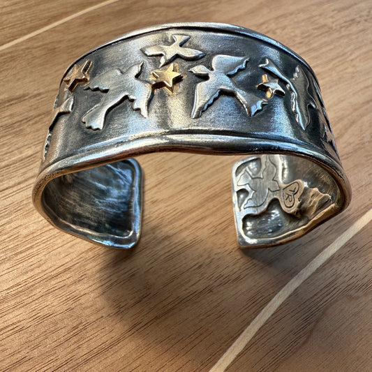 Oxidized "Birds In Flight" Cuff Bracelet