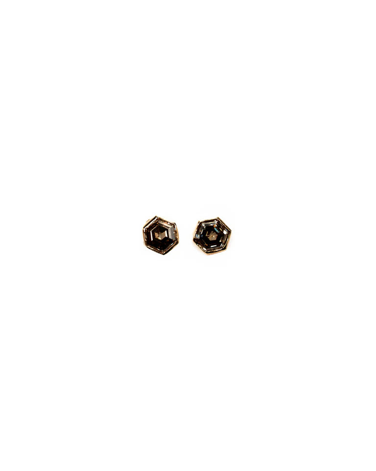 Champagne Diamond Hex Studs