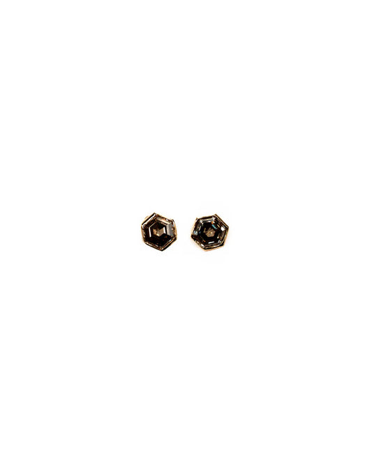 Champagne Diamond Hex Studs