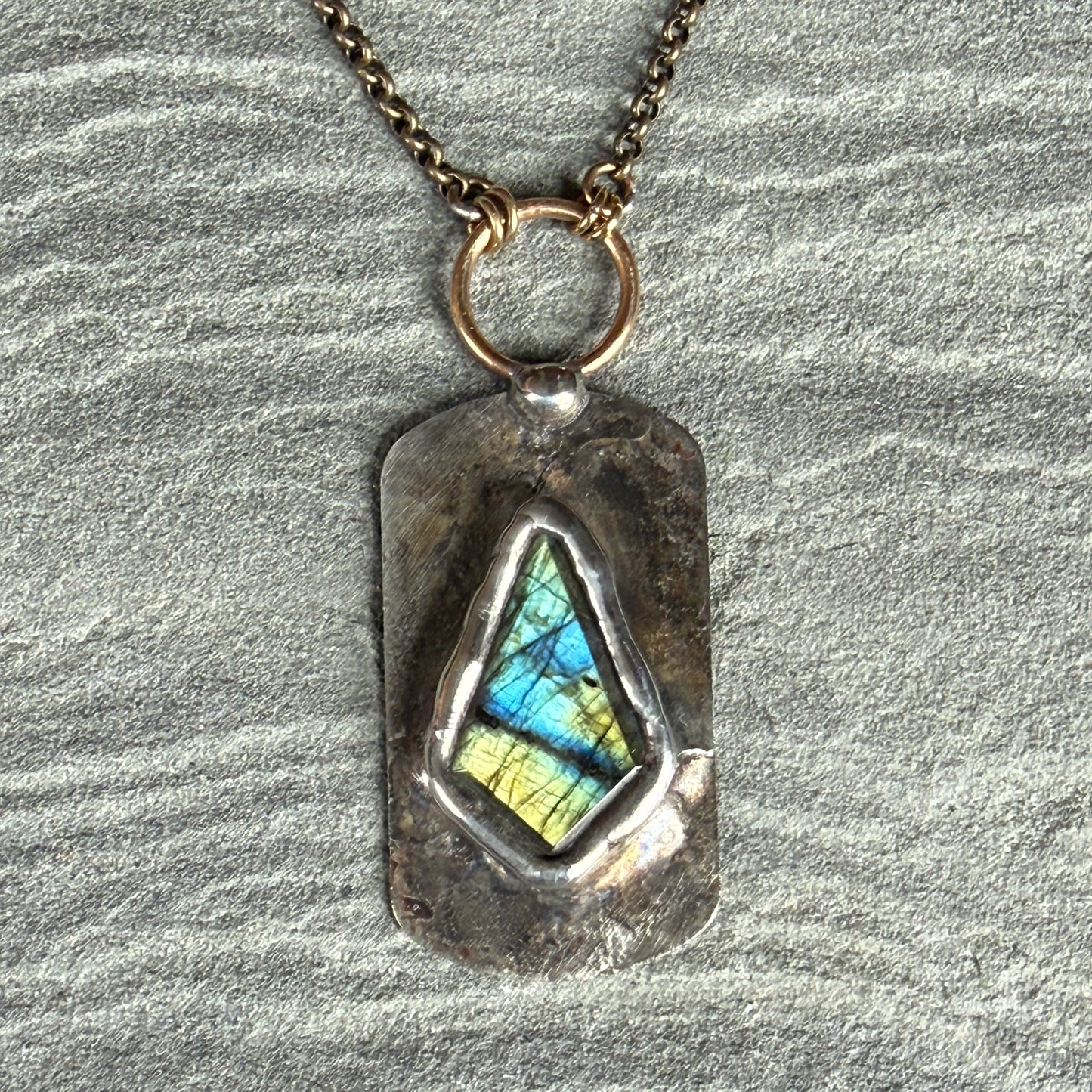 Labradorite Dog Tag Necklace