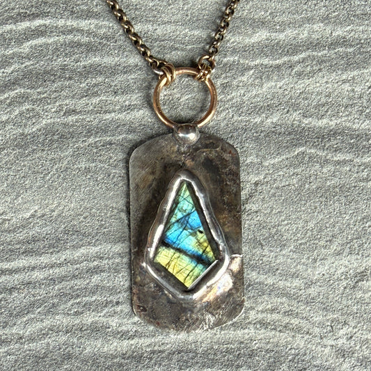 Labradorite Dog Tag Necklace