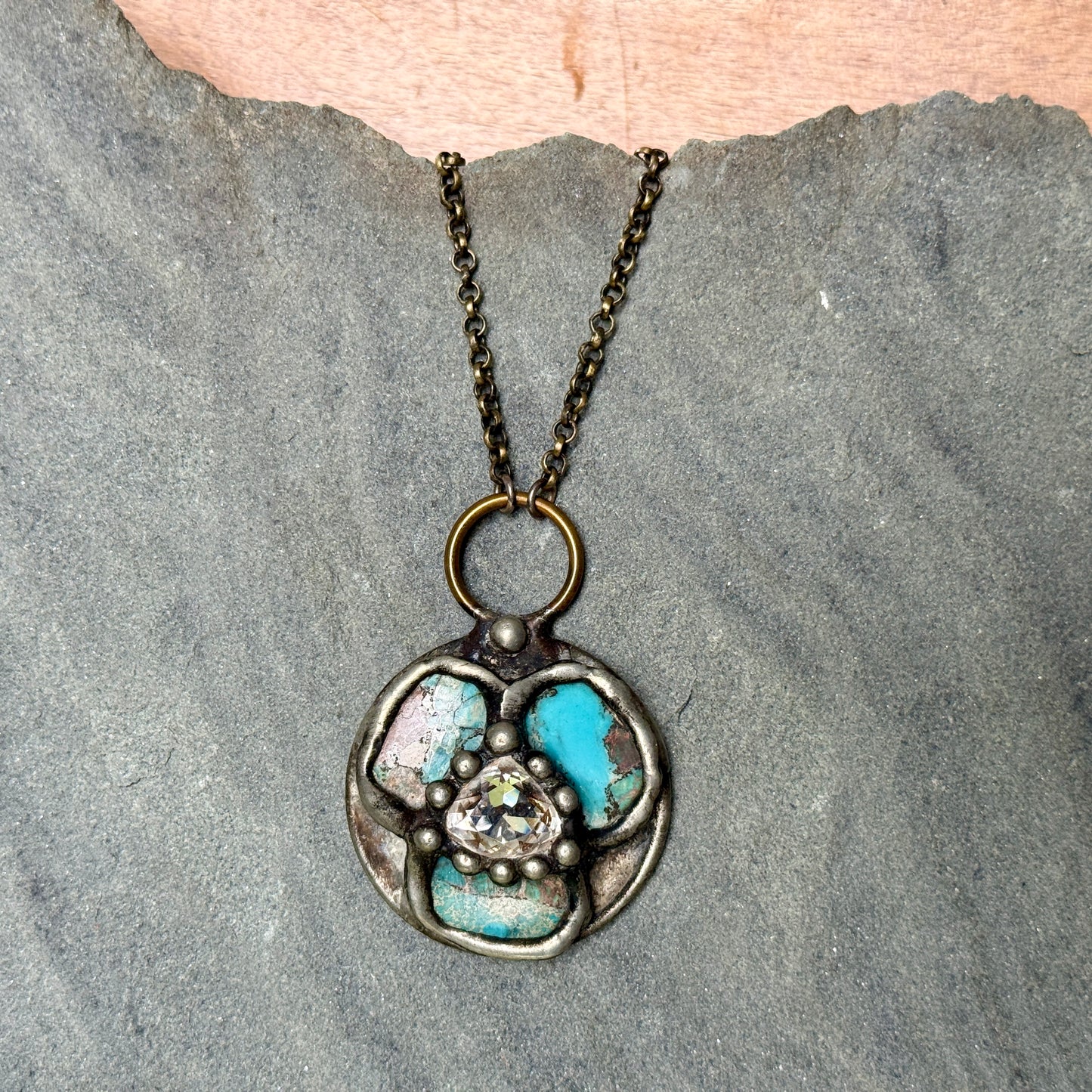 Jasper and Swarovski Medallion Necklace
