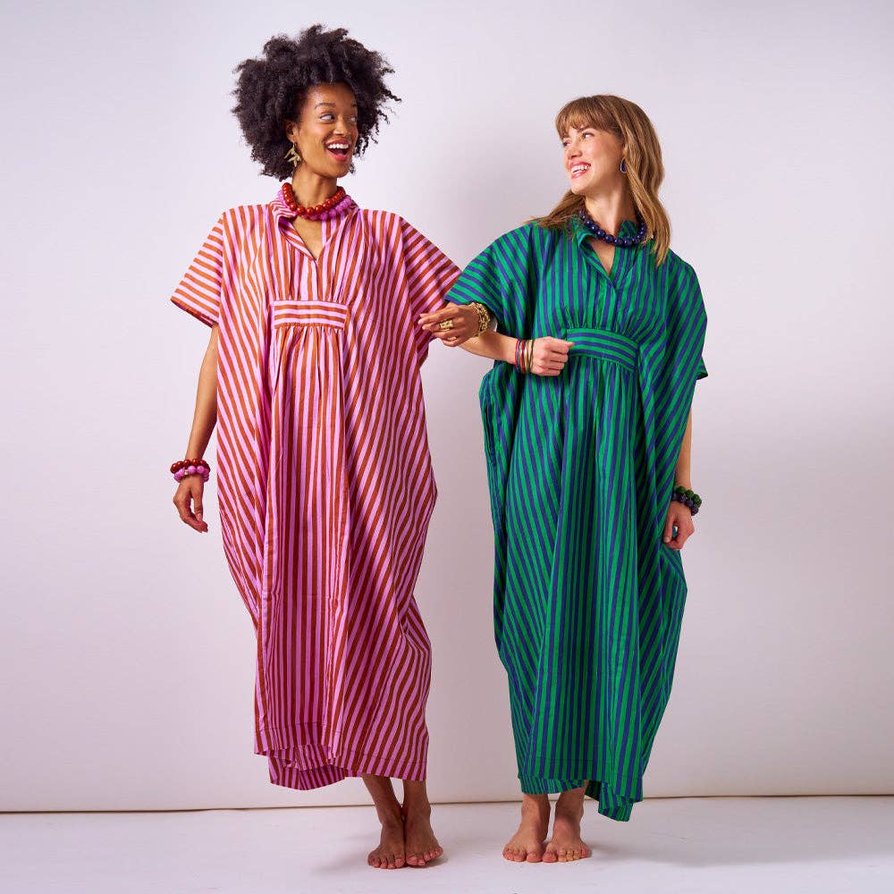 Margot Stripe Kaftan Rust + Lilac