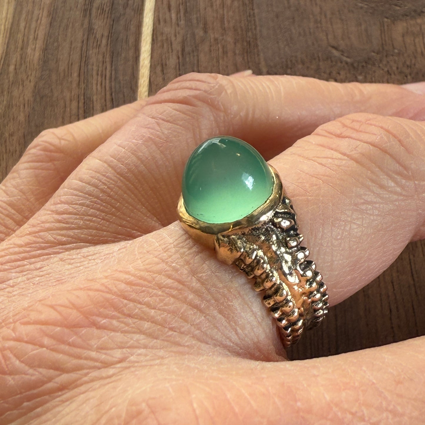 Gold Starfish Ring with Chrysoprase