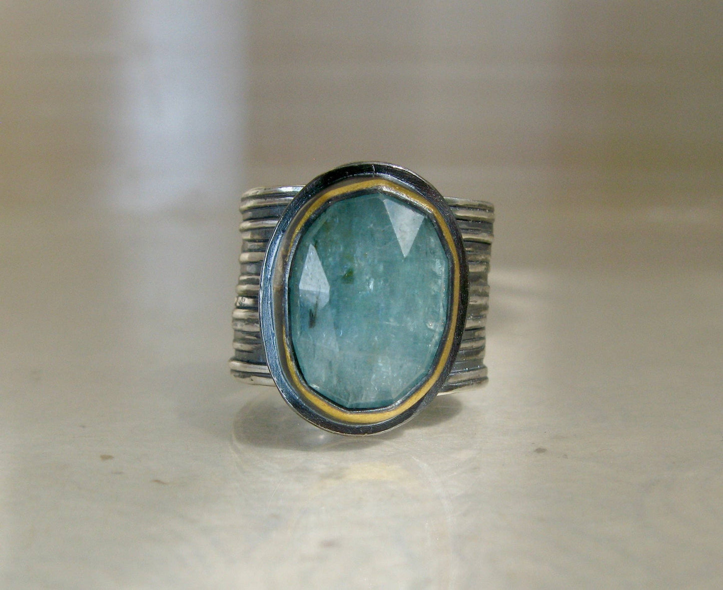 Adjustable Ribbed Band with Kyanite