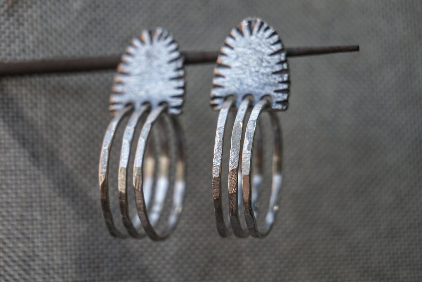 Ridge Stud Earrings with Loops