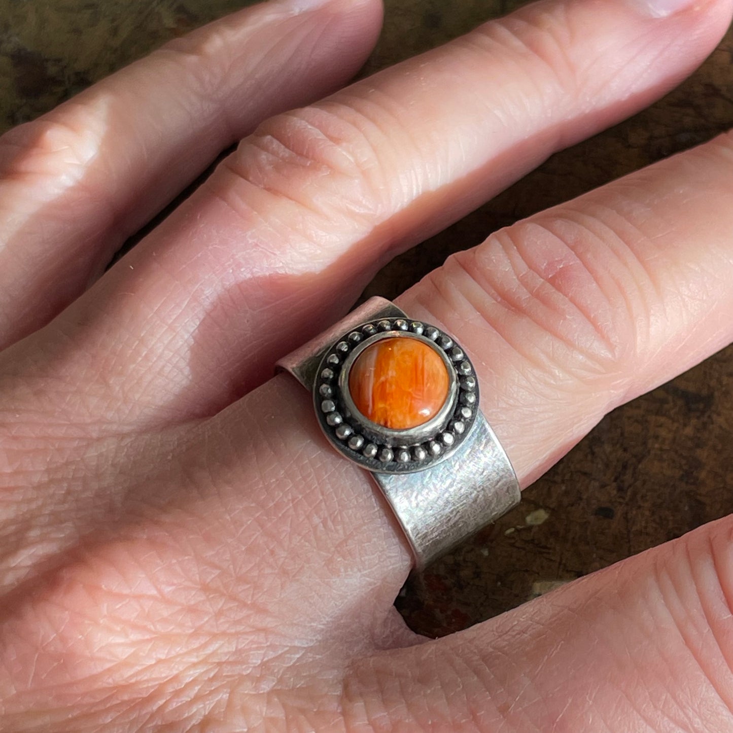 Sterling Ring with Spiny Oyster Shell