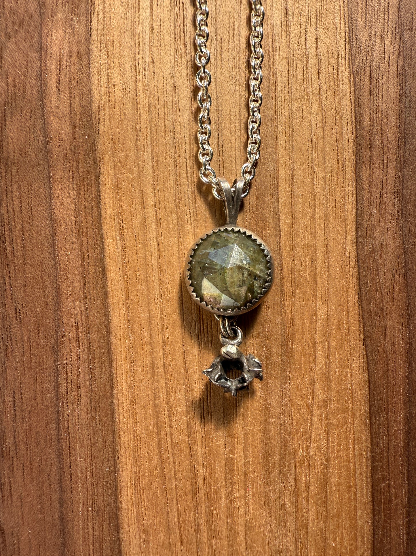 Labradorite and Snake Vertebrae Pendant