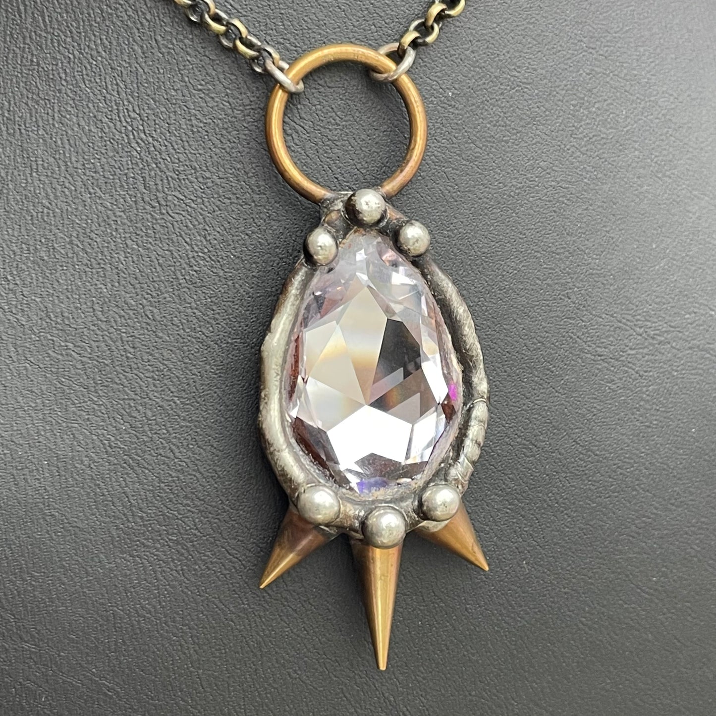 Spiked Teardrop Crystal Necklace