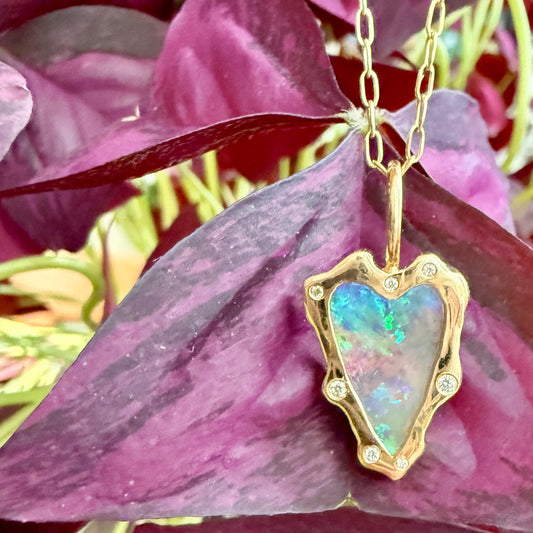 Rebel Heart Opal and Diamond Pendant Necklace
