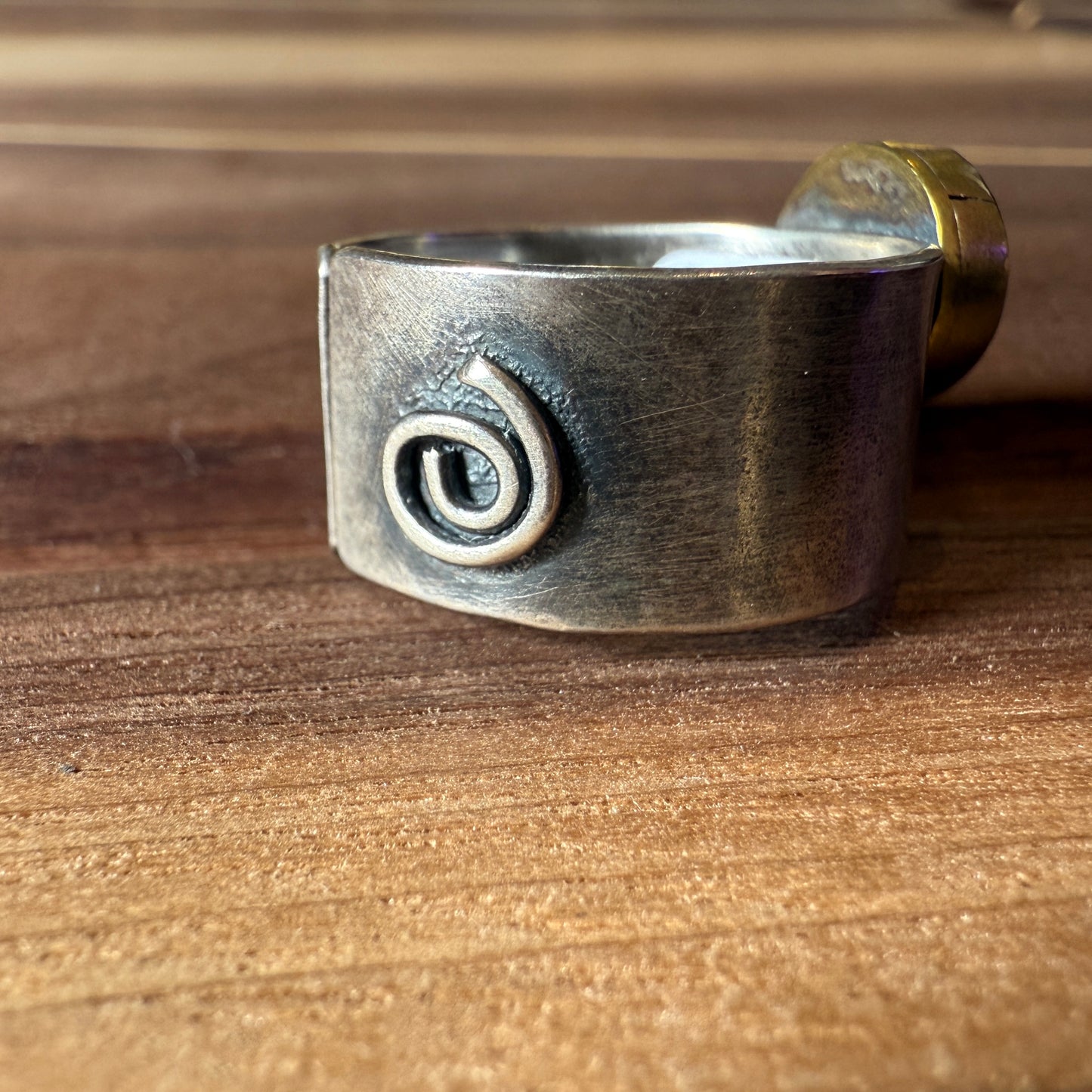 Moss Agate Button Ring