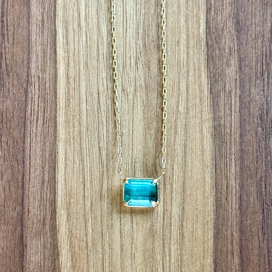 Chunky Tourmaline Cube Necklace
