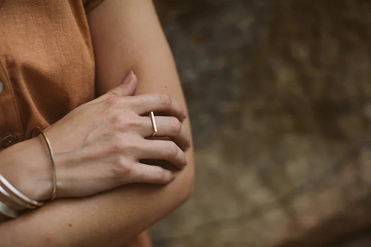 Mixed Metal Flat Top Ring