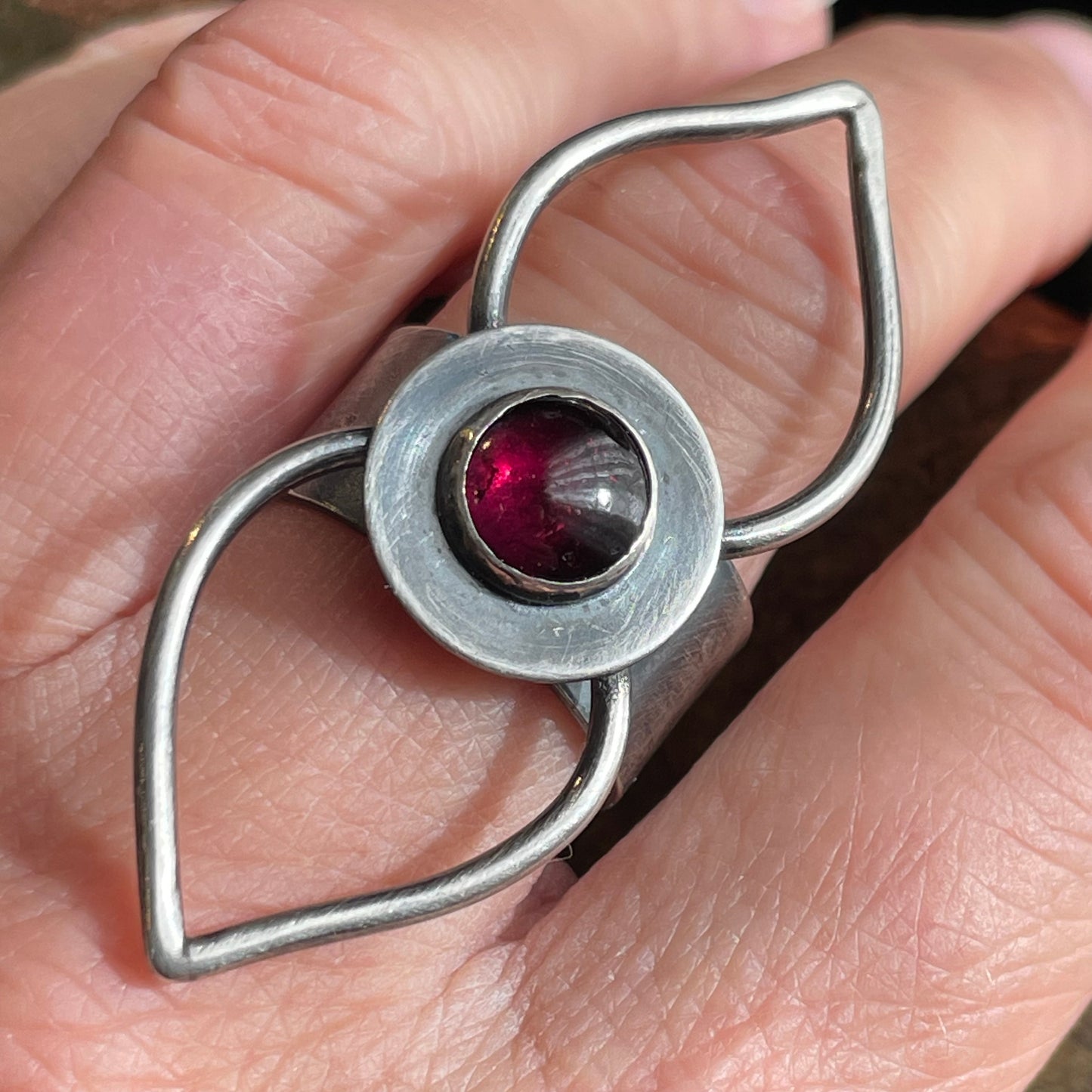 Big Petal Garnet Ring