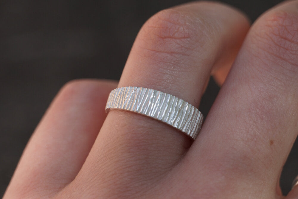 Tapered Bark Band Ring