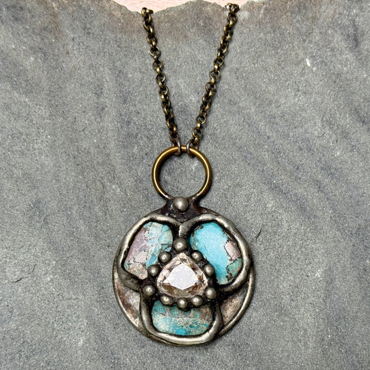 Jasper and Swarovski Medallion Necklace