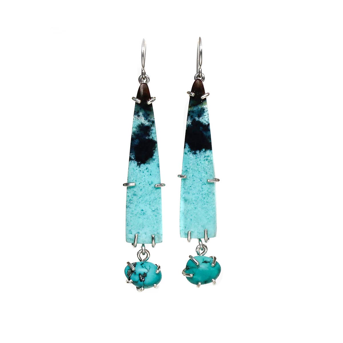 Chrysocolla and Turquoise Pebble Earrings