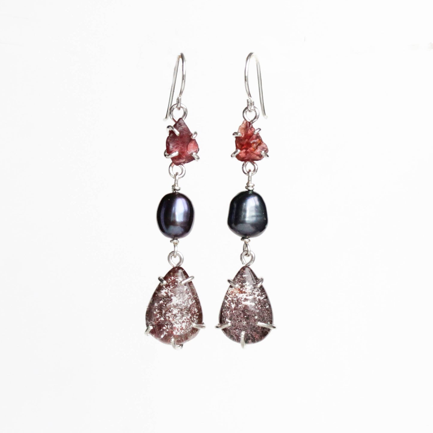 Garnet and Lodalite Tier Earrings
