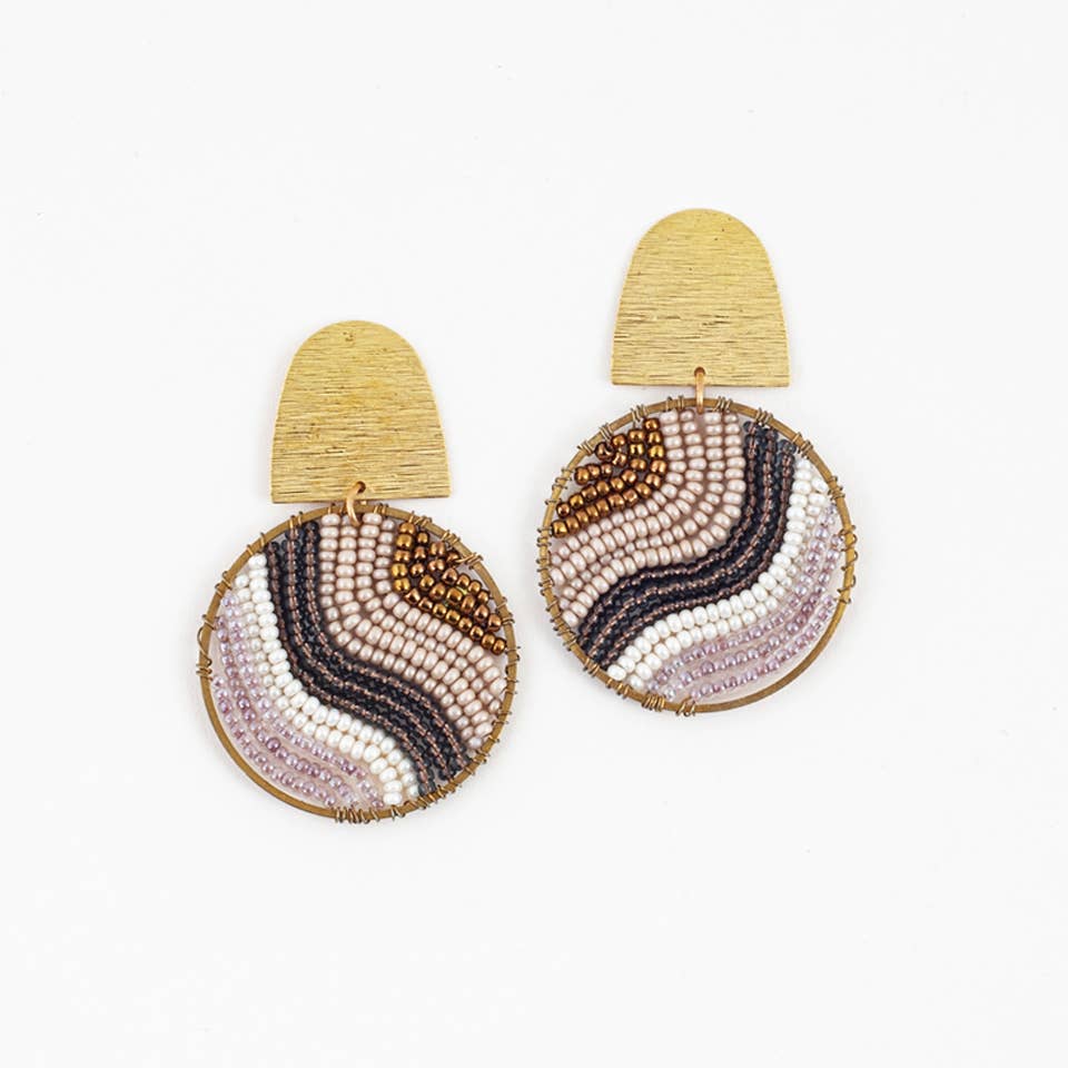 Beaded and Brass Flow Post Earrings