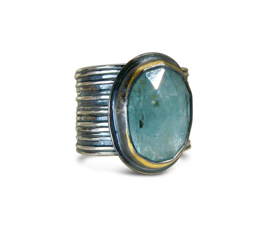 Adjustable Ribbed Band with Kyanite