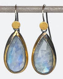 Teardrop Fold Earrings: Rainbow moonstone