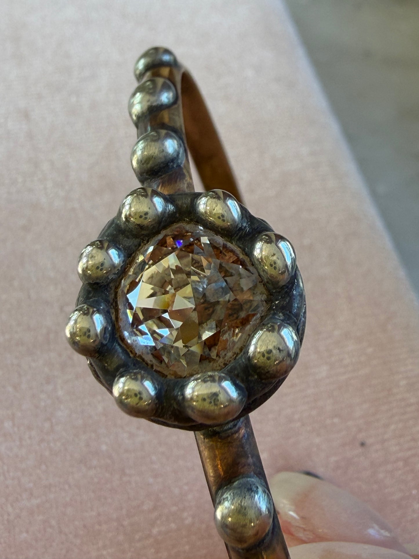 Champagne Crystal on Brass Stackable Cuff