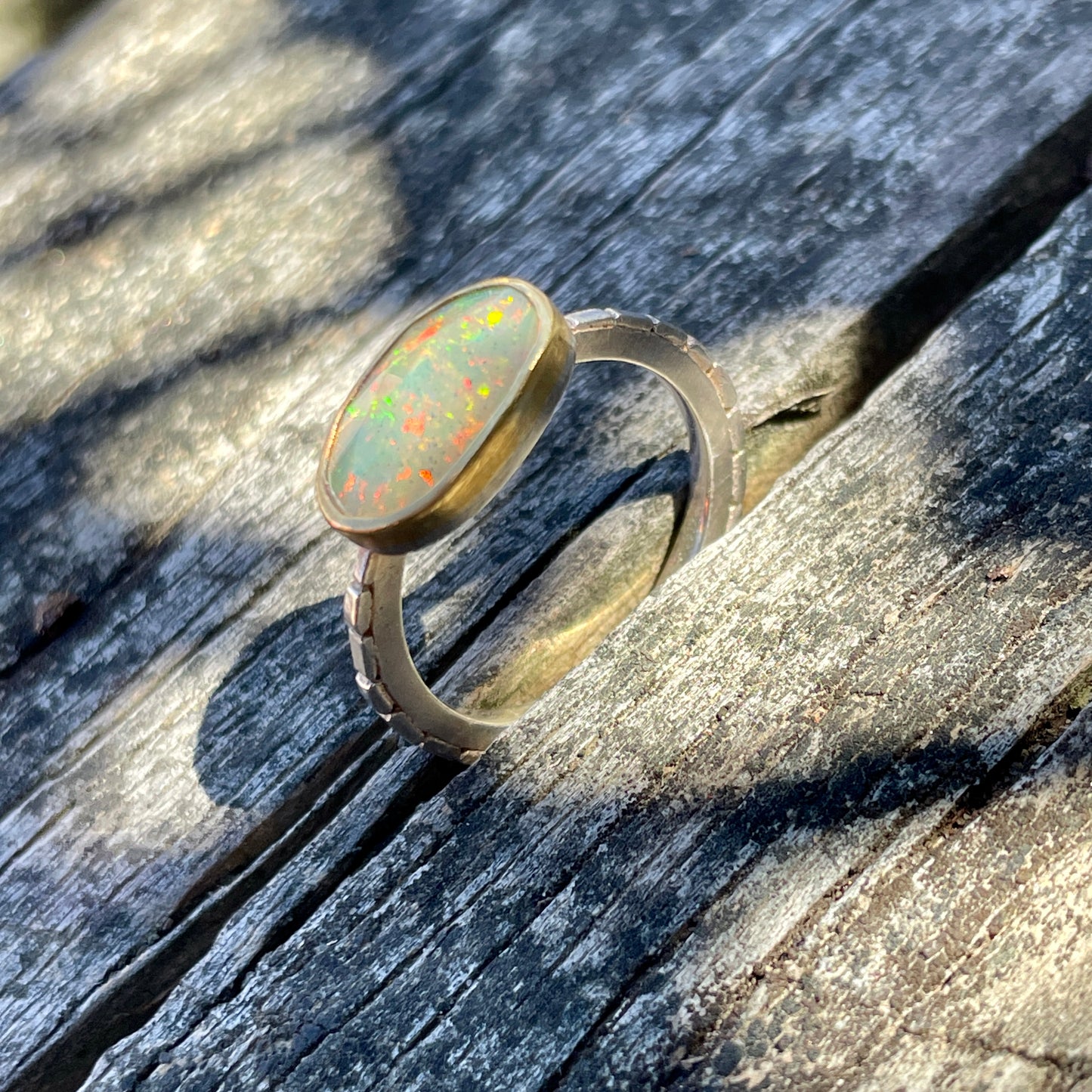 Ethiopian Opal Sugarbrick Ring