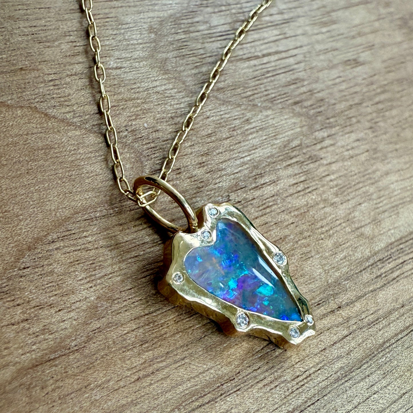 Rebel Heart Opal and Diamond Pendant Necklace