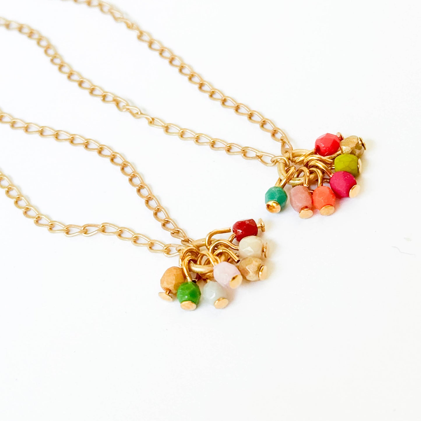 Dainty Necklace With Beaded Cluster Pendant