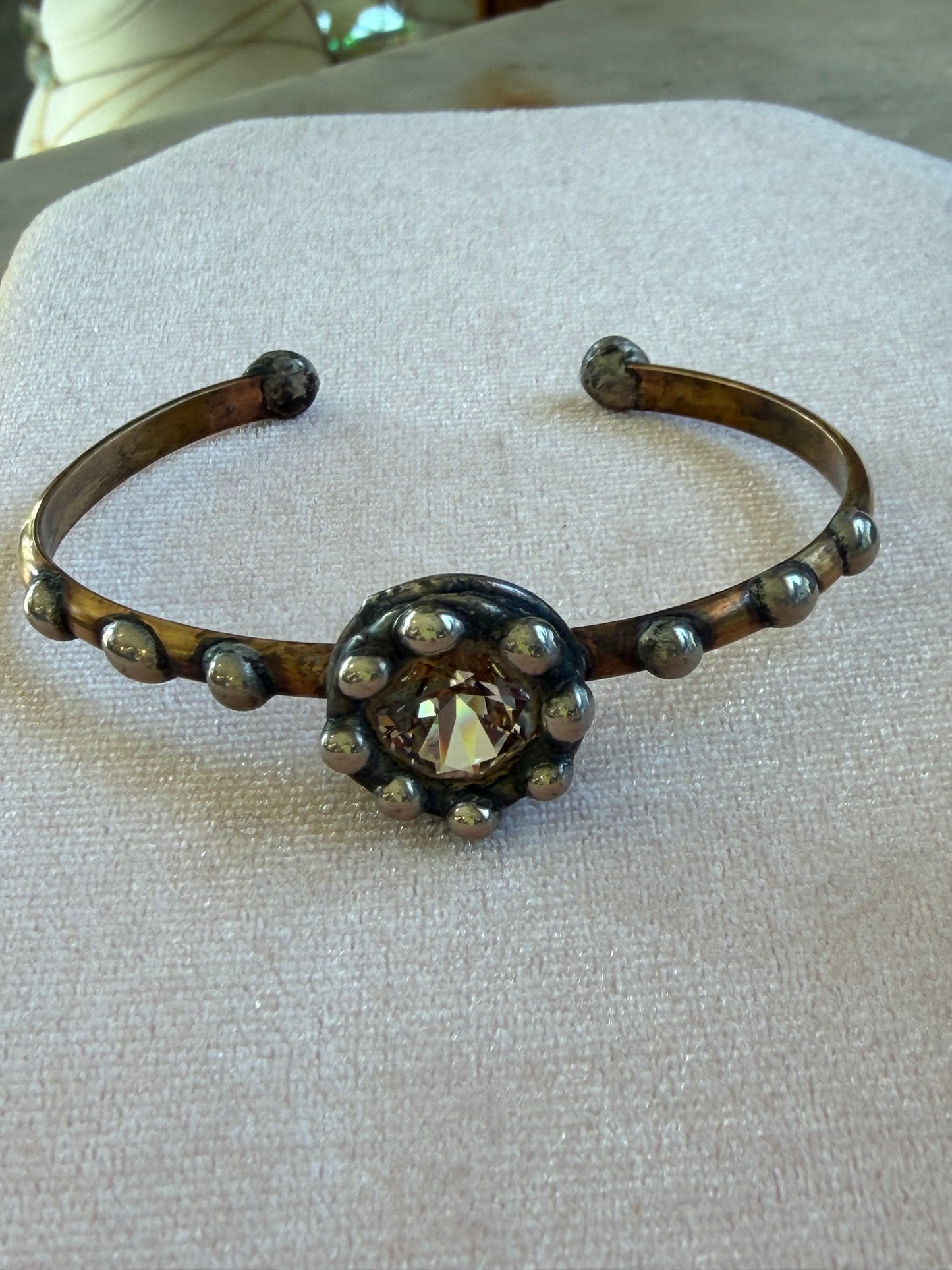 Champagne Crystal on Brass Stackable Cuff