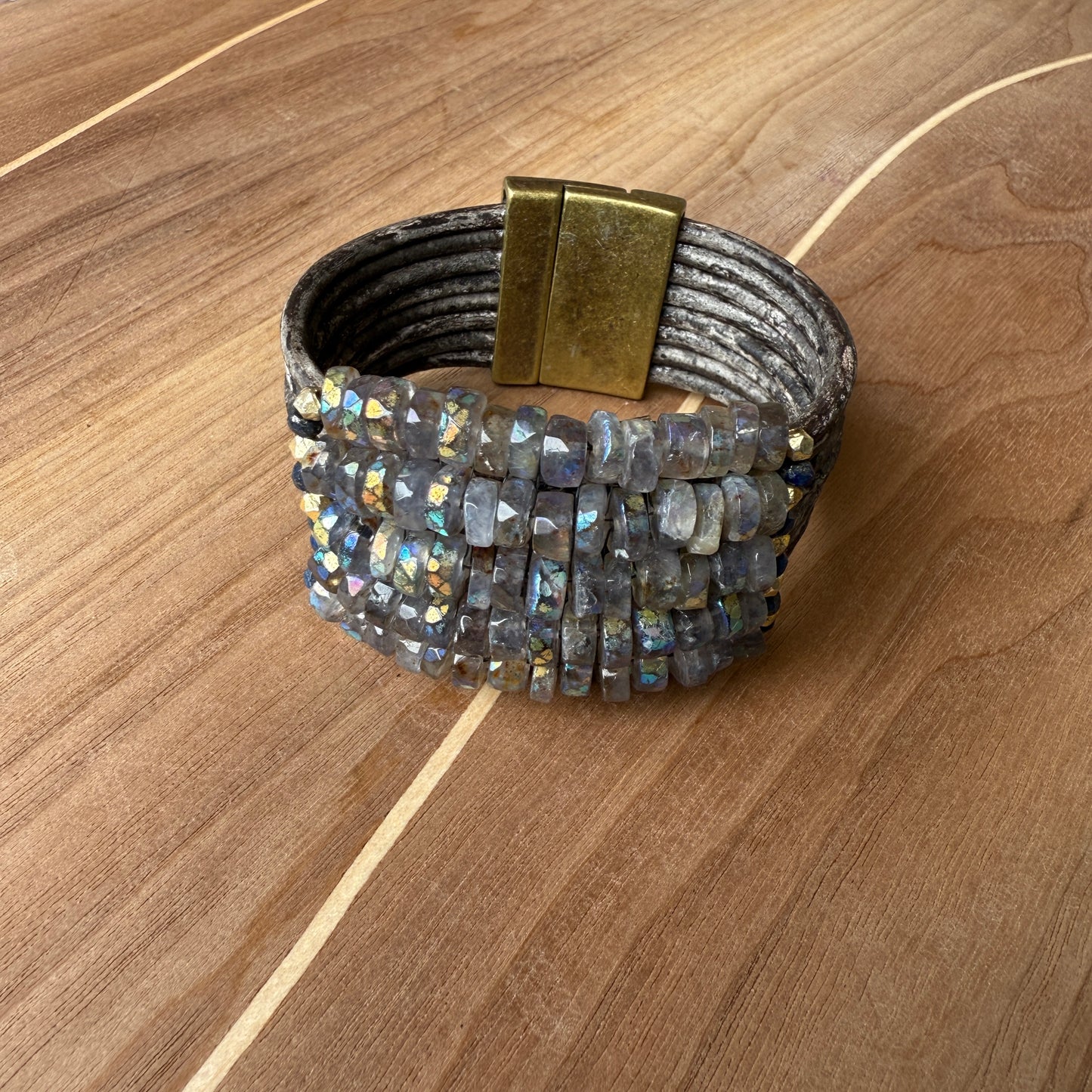 Labradorite Leather Bracelet
