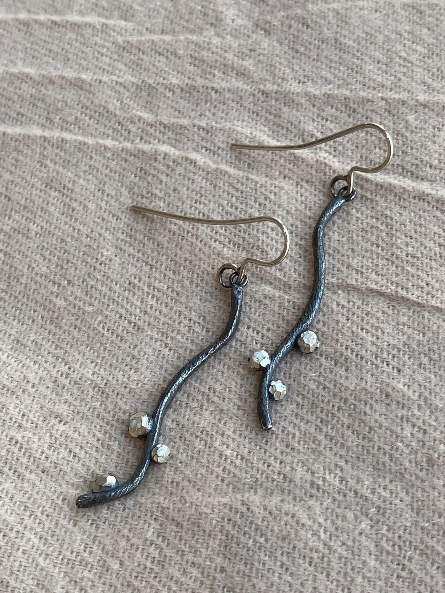 Curvy Oxidized Long Earrings