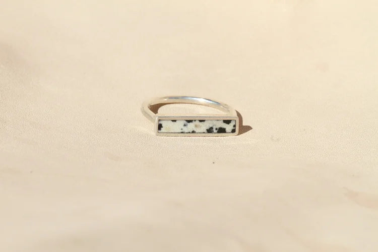 Dalmatian Jasper Stone Stacker Ring