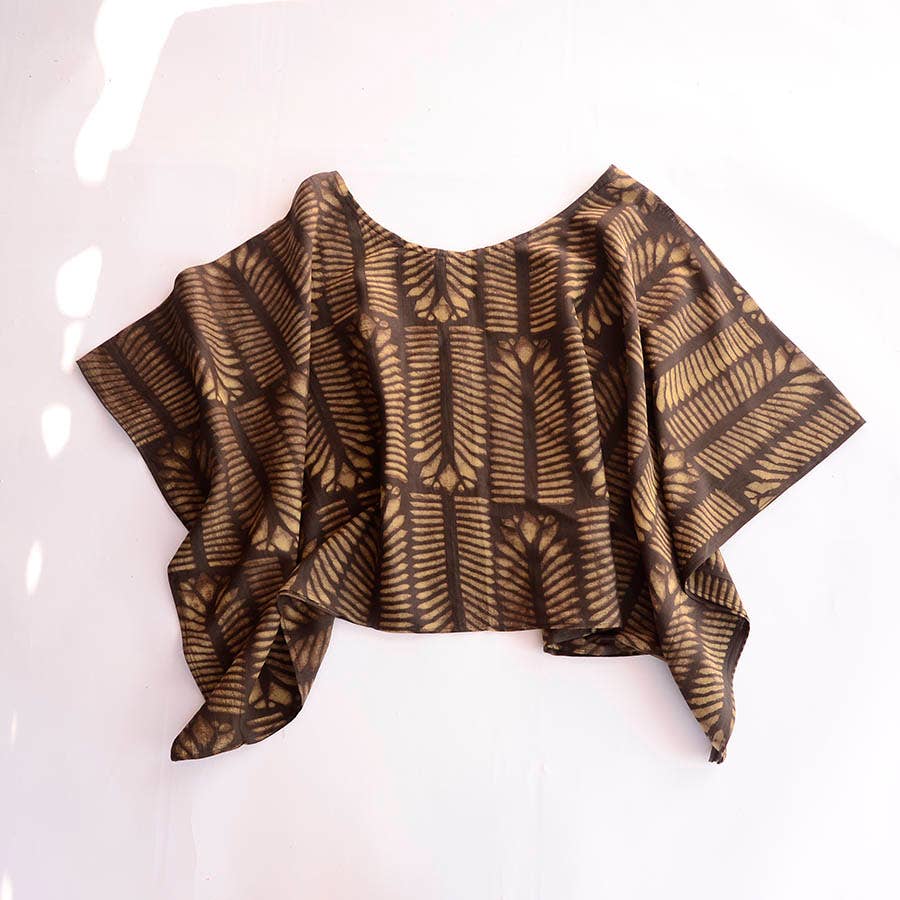 Women's Lightweight Airy Block Print Crop Top Blouse - Nue